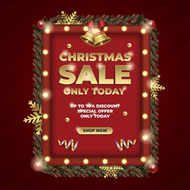 Christmas and new year celebration promotion discount realistic social media sale red background