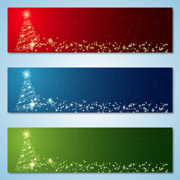 Vector christmas and new year colorful banners