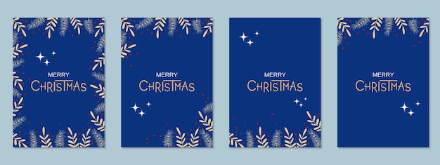 Christmas and New Year floral style vector flyer templates collection