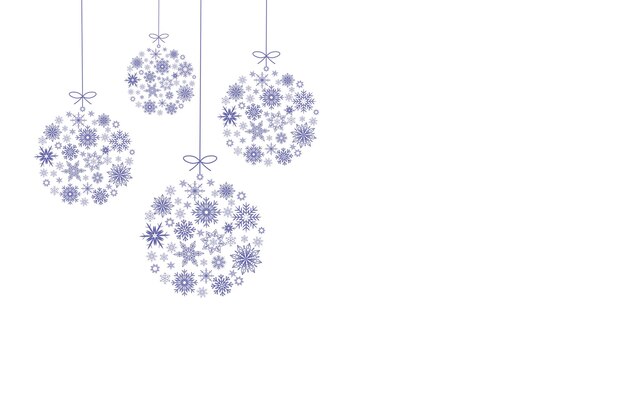 Vector christmas and new year greeting card, purple baubles on white background, vector design