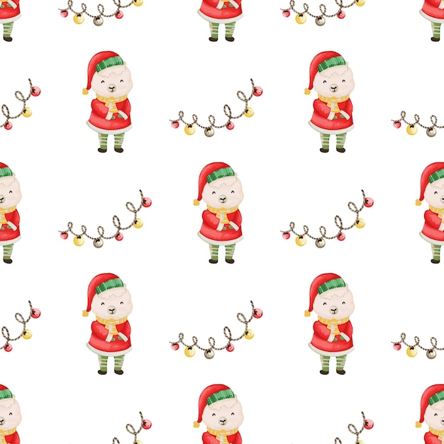 Christmas New Year Illustration Background Christmas Sheep Seamless Pattern Background