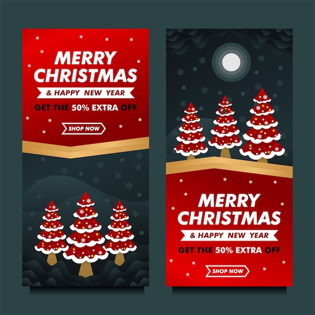 Christmas and new year mega sale banner with night background design template