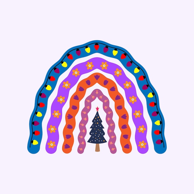 Christmas and New Year multicolored rainbow vector