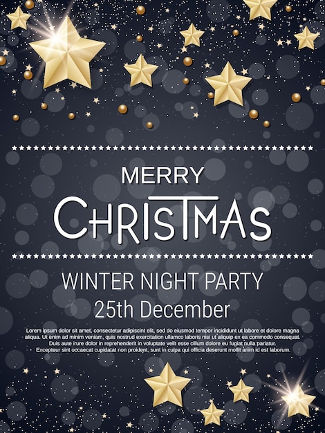 Christmas and New Year party invitation card vector design template