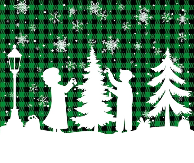 Christmas and New Year pattern at Buffalo Plaid Festive background for design and print esp10