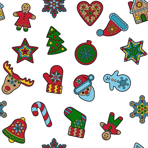 Christmas and New Year seamless pattern Repeat wallpaper with children toys holiday symbol