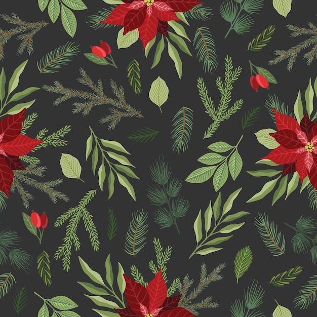 Christmas and New Year seamless pattern, vector xmas background.