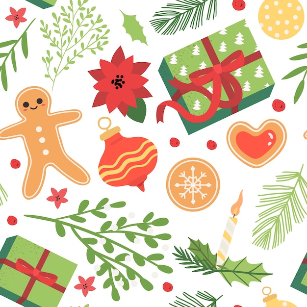 Christmas and new year seamless pattern