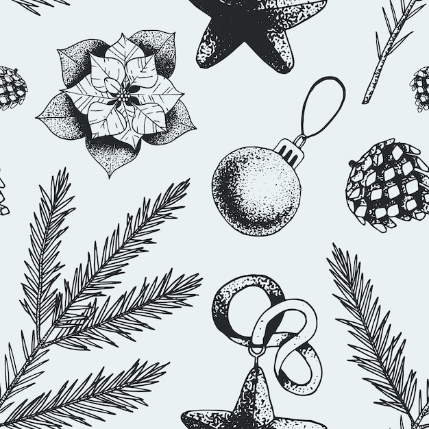 Christmas and new year seamless pattern