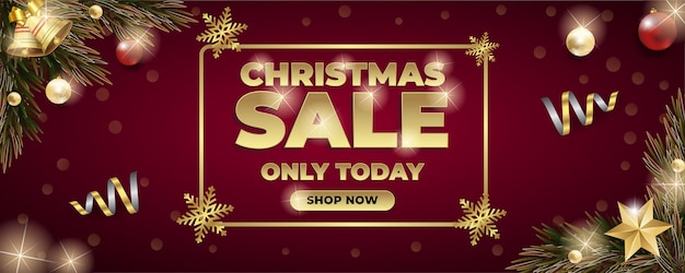 Christmas and new year social media advertisement banner red and gold theme premium templat