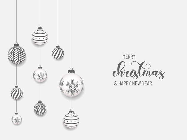 Christmas and New Year Typographical on white background with winter landscape  new year background