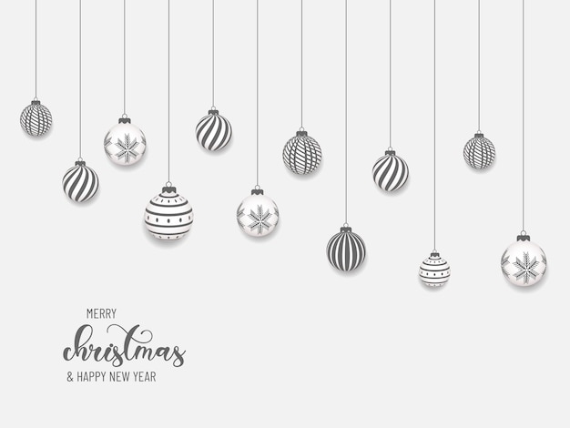 Christmas and New Year Typographical on white background with winter landscape  new year background