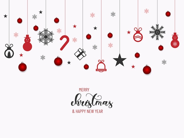 Christmas and New Year Typographical on white background with winter landscape  new year background