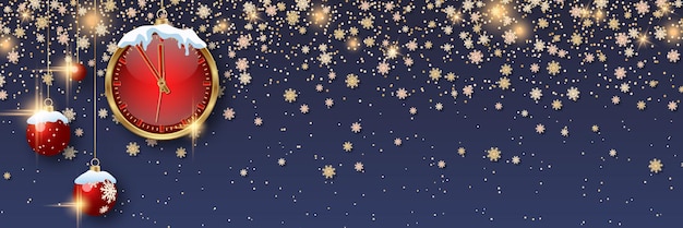 Christmas and New Year vector background with golden stars and snowflakes