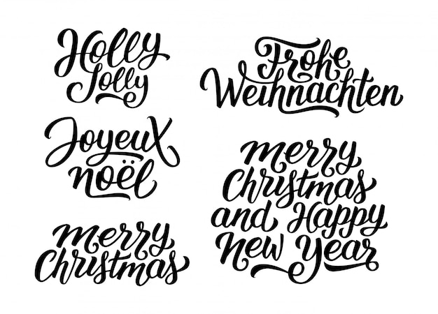 Christmas and New Year vector lettering set