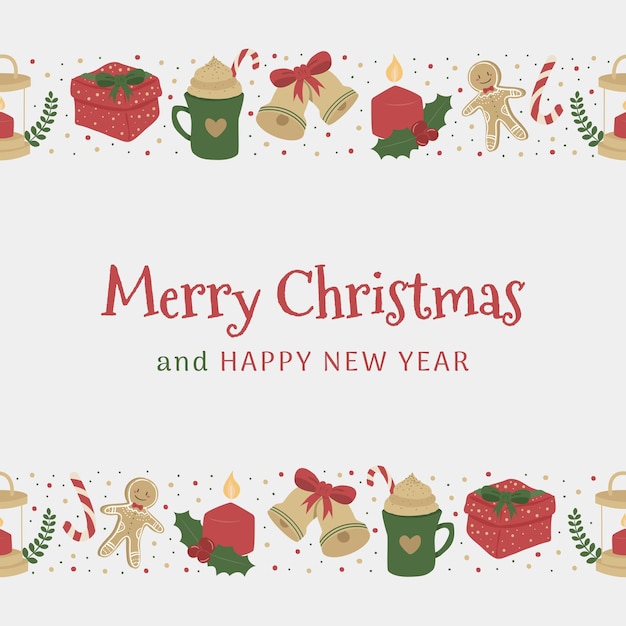 christmas and newyear social media background banner template