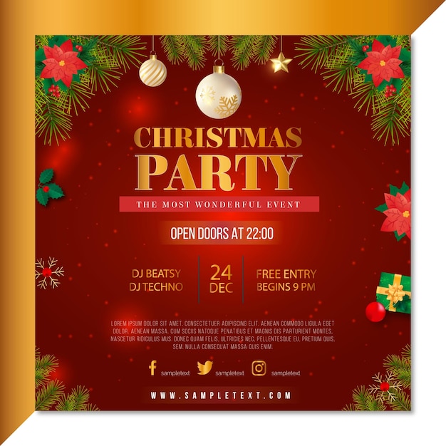 Christmas night party social media post instagram stories template