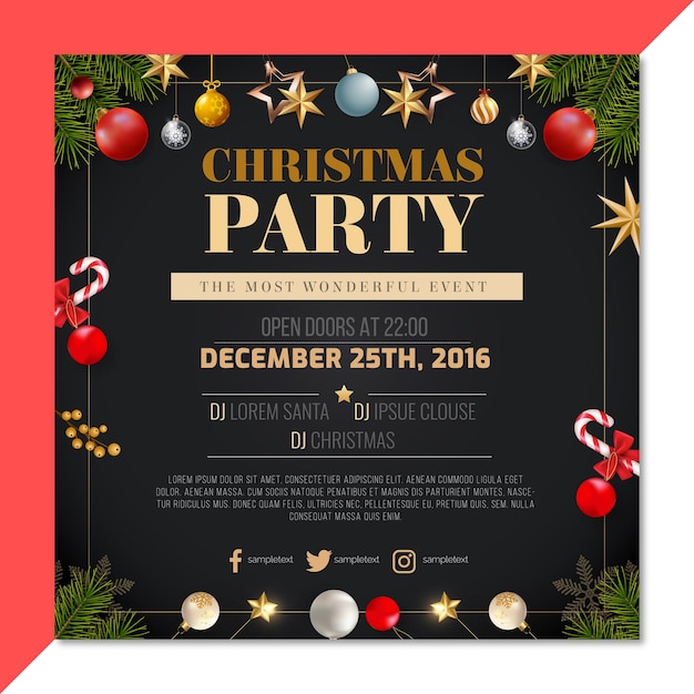 Christmas night party social media post square banner template