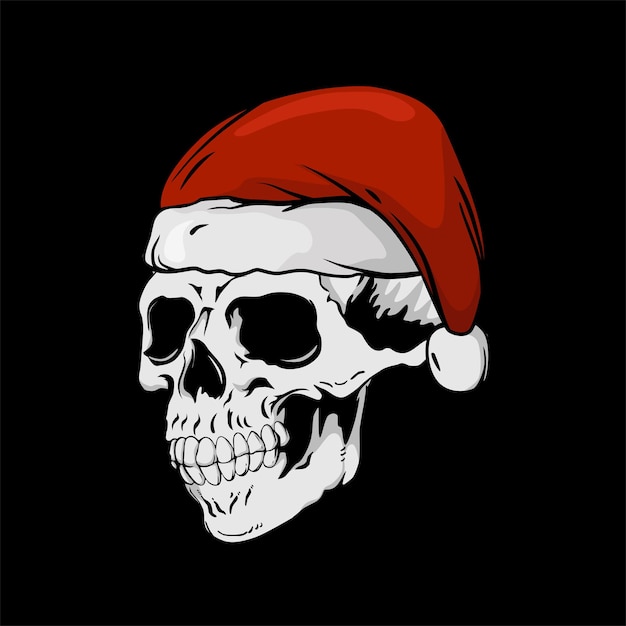 Vector christmas object for tshirt with skull santa hat