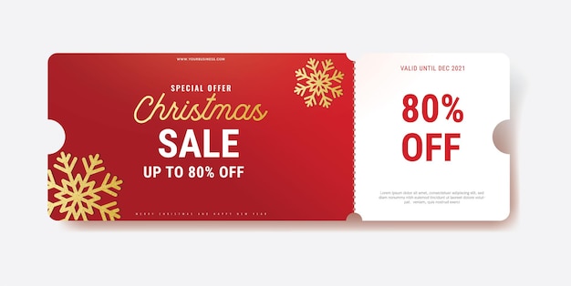 Christmas off sale gift coupon New year sale template