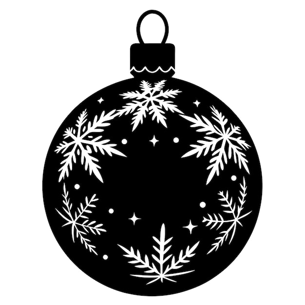 Vector christmas ornament black silhouette as vector art and illustration