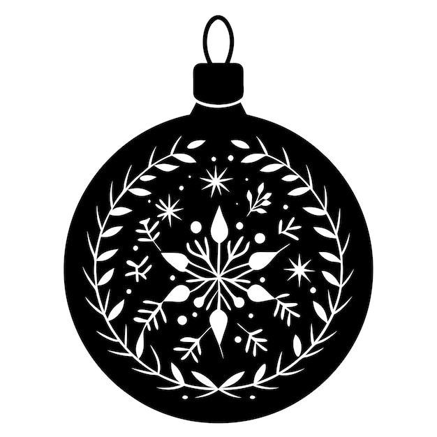 Vector christmas ornament black silhouette as vector art and illustration