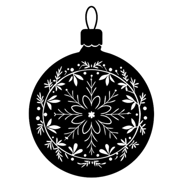 Vector christmas ornament black silhouette as vector art and illustration