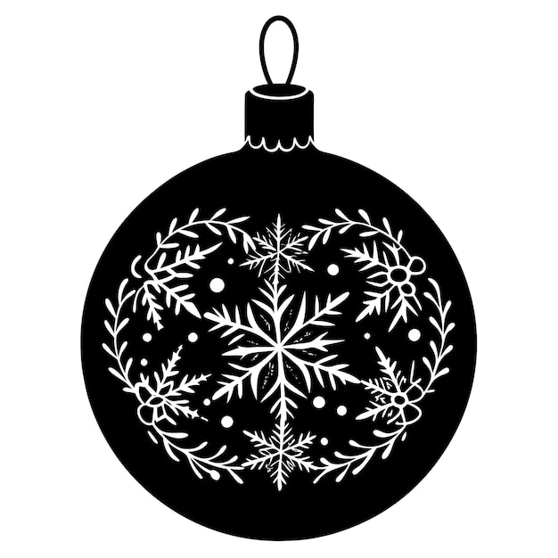 christmas ornament black silhouette as vector art and illustration