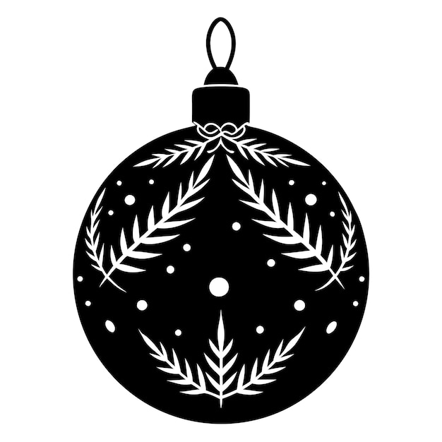 Vector christmas ornament black silhouette as vector art and illustration