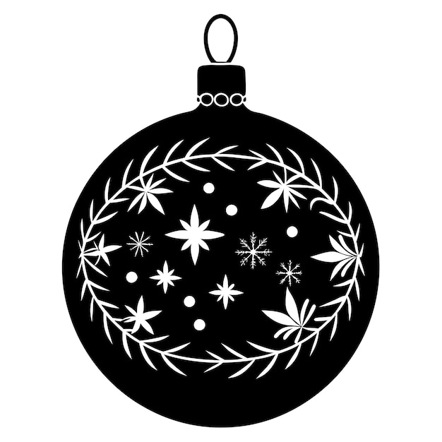 christmas ornament black silhouette as vector art and illustration