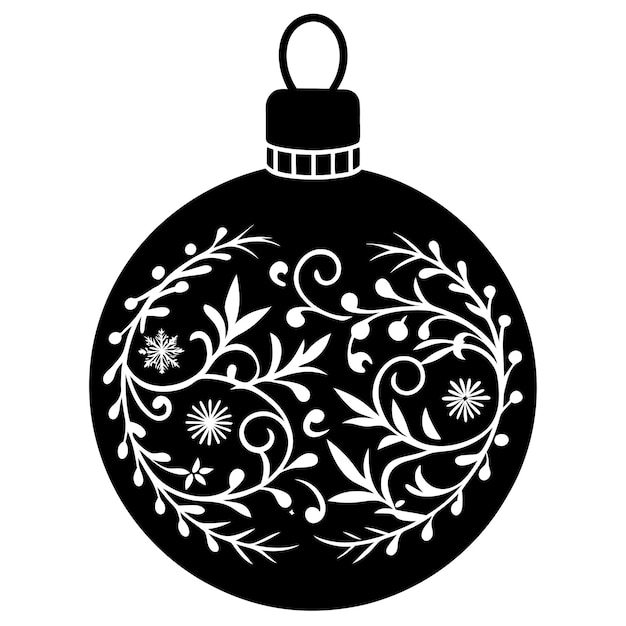 Vector christmas ornament black silhouette as vector art and illustration