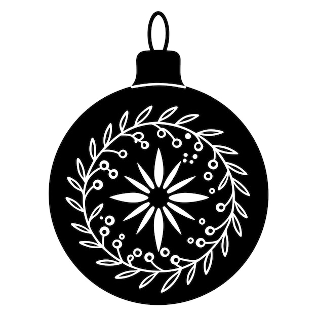 Vector christmas ornament black silhouette as vector art and illustration