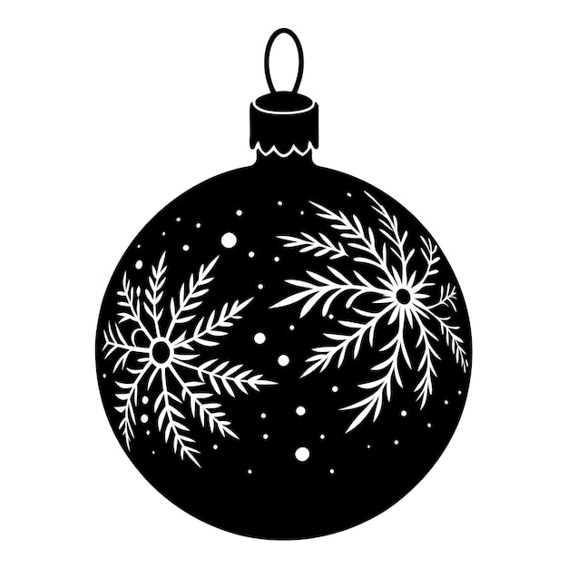 Vector christmas ornament black silhouette as vector art and illustration