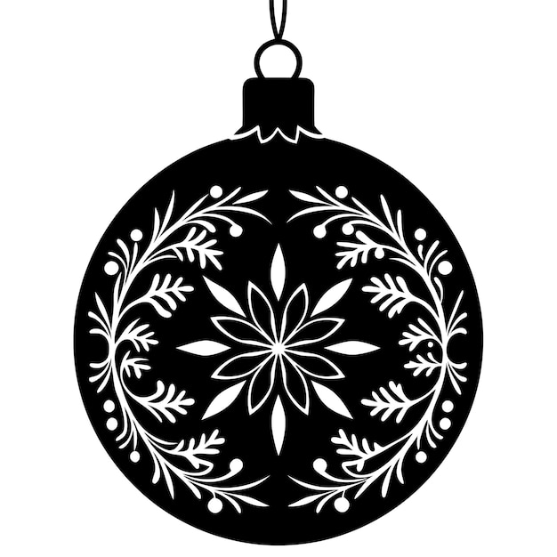 Vector christmas ornament black silhouette as vector art and illustration