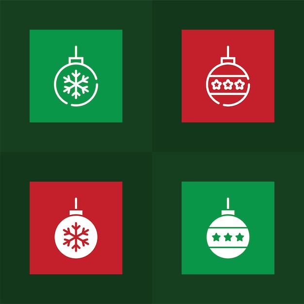 Christmas ornament collection in line and glyph style 1