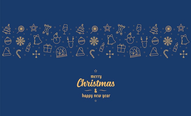 Christmas ornament icons element banner blue background