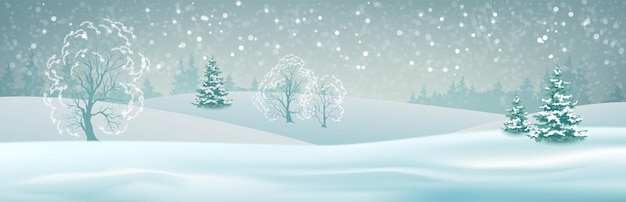 Christmas panoramic banner winter landscape