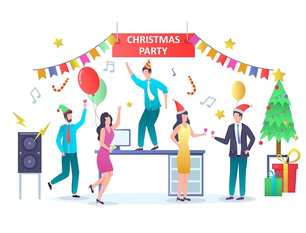 Vector christmas party concept for web banner website page