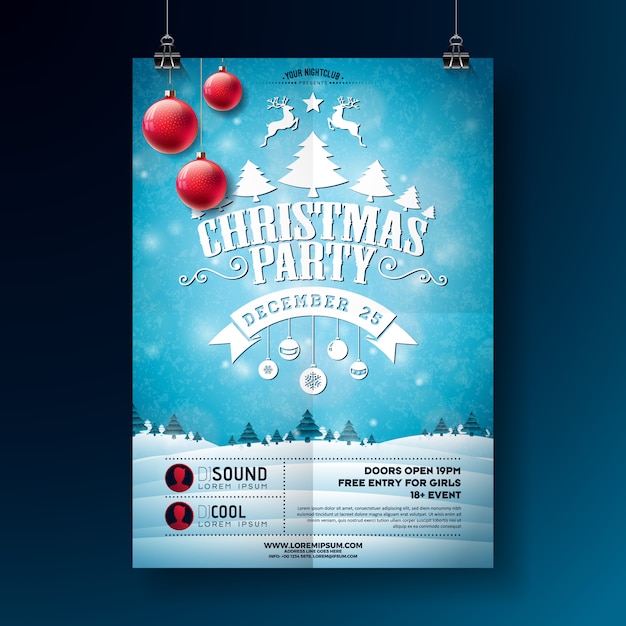 Christmas Party Flyer Illustration 