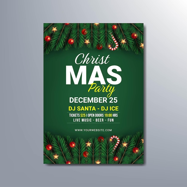 Christmas party flyer template design illustration