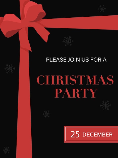 Christmas party invitation red on black background vector illustration