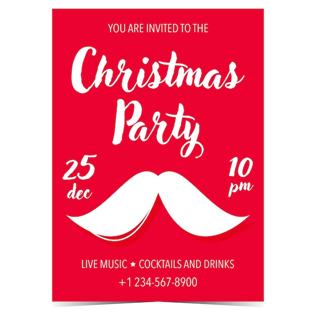 Christmas party poster or banner for winter holidays celebration invitation or greeting card.