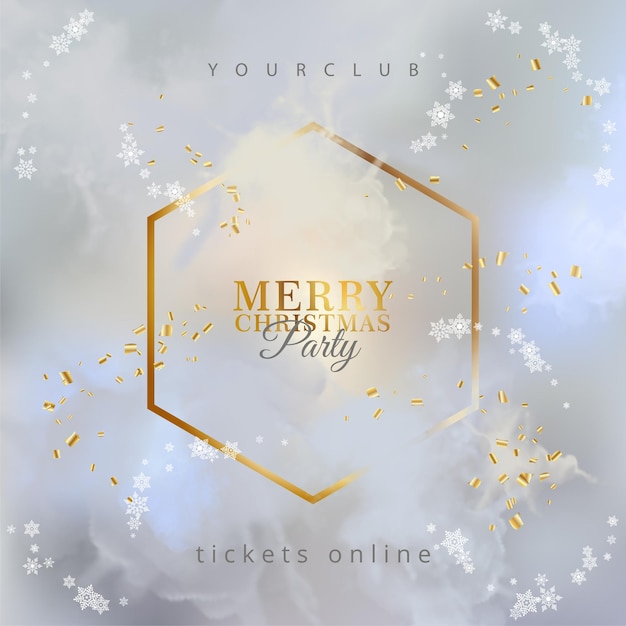 Christmas party poster with gold frame