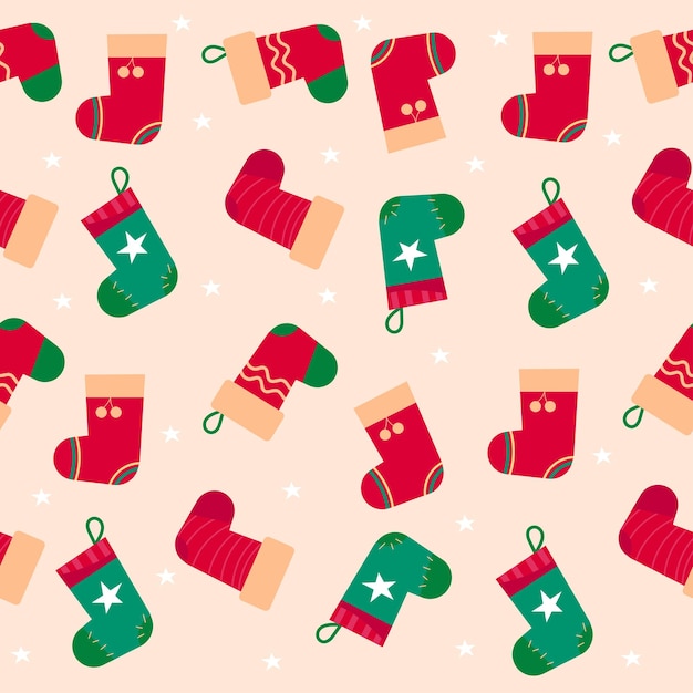 Christmas pattern of different socks Vector