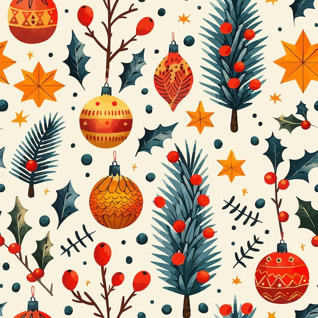 Christmas pattern wallpaper with ornaments