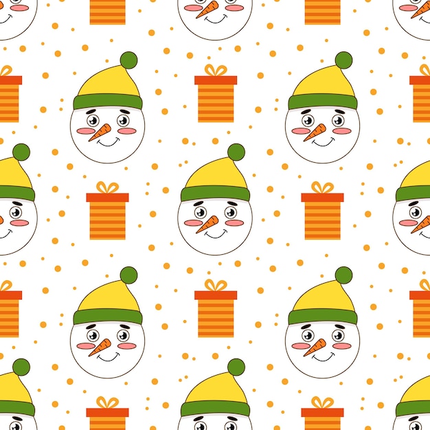 Christmas pattern with cute snowman