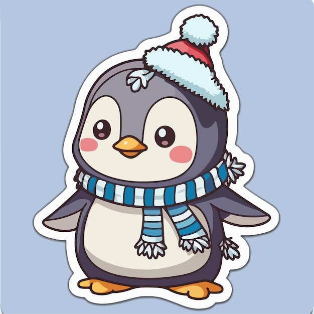 Christmas penguin sticker xmas penguin in hat character stickers Newyear collection