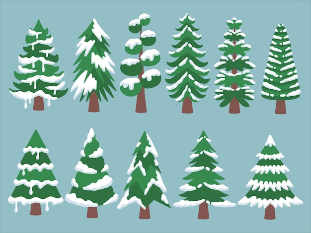 Christmas pine tree snow clip art