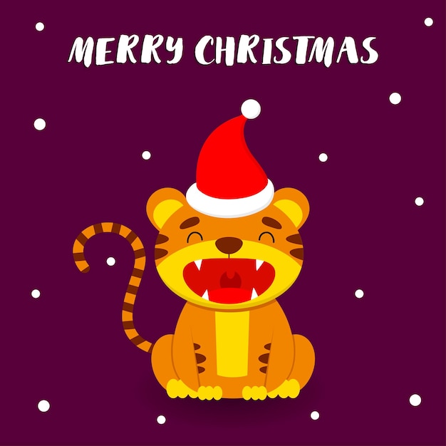 Christmas postcard with tiger