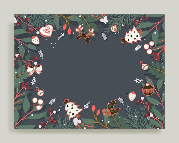 Christmas poster background with ornament border